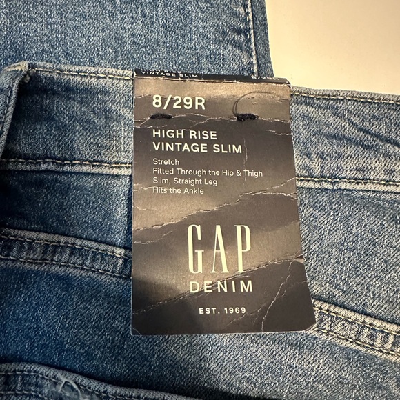 New Women Gap High Rise Vintage Slim Straight Leg Ankle Denim Size 8/29R - Picture 9 of 11
